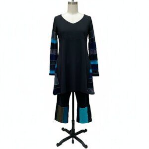 MYCO ANNA - Black and blue Tunic  dress and matching capri size 3 (medium large)